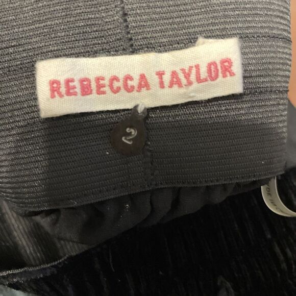 Rebecca Taylor Velvet Mini Skirt Womens‎ Size 2 Silk Piping Black - Picture 7 of 9